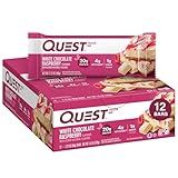 Quest Nutrition White Chocolate Raspberry Protein Bars, 20g Protein, 1g Sugar, 5g Net Carb, Gluten Free, Keto Friendly, 12 Count