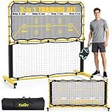 Fostoy Pickleball Rebounder Practice Net with Wheel, Adjustable Angle