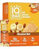 IQBAR Clean Plant Protein Bars - Banana Nut - 12 Count - Keto, Vegan, High Fiber, Gluten and Dairy Free, Low Sugar Snack - Brain and Body Nutrients for Focus, Energy, Meal Replacement