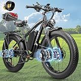 CTVVXXC 9000W Dual Motor Ebike for Adults Men 45MPH - Fast Electric Bike with 52V 34Ah Battery Up to 100 Miles,Lockable Suspension 24" Fat Tire Electric Bicycle for Off-Road Mountain Snow Commuter