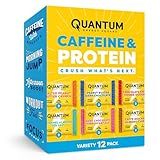 Quantum Energy Square: Energy Bar with Caffeine & 10g Protein. Delicious Healthy Snack On The Go. (Vegan, Gluten-free, Soy-free, Dairy-free) (Variety 12-Pack)