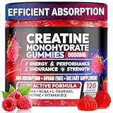 Cytona Creatine Gummies Monohydrate Complex 9000MG, Pre-Workout for Men & Women, Creatine Gummy with L-Taurine, BCAA 2:1, B12/6 for Muscle Support, Enhance Strength, Energy Boost-120 Count