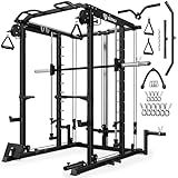 Goimu S1-V4 Smith Machine, 2000LBS Power Cage with Cable Crossover System, All-in-One Squat Rack with Smith Bar, Workout Cage Strength Training Equipment with Attachments (S1-V4 Smith Machine BK)