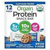 Orgain Organic Vegan Protein Bars, Chocolate Chip Cookie Dough - 10g Plant Based Protein, Low Calorie Healthy Snacks, No Lactose or Soy Ingredients, Gluten Free, Non-GMO - 1.41 Oz (Pack of 12)