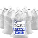 DURASACK Heavy Duty Sandbags with Ties, 14x26, Empty, White, Pack of 20