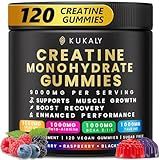 KUKALY Creatine Monohydrate Gummies for Men & Women, 9000MG Creatine Gummies Sugar Free - Mixed Flavored with L-Taurine, BCAA 2:1, B12 B6 for Boost Strength, Focus & Endurance, Vegan, Non-GMO, 120pcs