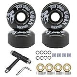 LONTOHCE Skateboard Wheels 52mm 95A with Tool Set, Skateboard Wheel Bearings,Skateboard Tools Washers, Freestyle Skateboard Wheel Tips Street Skateboard (Black)