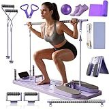 Pilates Board Full Kit - Premium Accessories | Foldable Pilates Reformer Board for Home Workout | Timer + Resistance Bands + Yoga Ball | Portable Pilates Equipment Machine Full Body