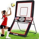 ZEALFEEL Lacrosse Rebounder, 4x7FT Volleyball Rebounder for Backyard with 5 Rebound Angles, Target Strip, Lacrosse Rebound Net Perfect for Lax Baseball Volleyball & Soccer Practice