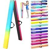 FC FUNCHEER 8FT Folding Balance Beam -Gymnastics Floor Beam -Gymnastics Equipment for Kids,Wood core- Anti-Slip Bottom and Carrying Bag for Home (Suede, Gradient Rainbow)