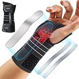 Rakiie Carpal Tunnel Wrist Brace - Ergonomic Night Support with 3 Metal Splints for Arthritis & Tendonitis Relief, Breathable Hand Splint Stabilizer for Men Women (Right Hand, Gray, Medium)