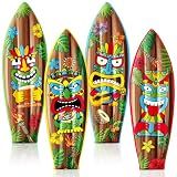 JellyArch 4 Pcs Tiki Inflatable Surf Board 36 Inch Tiki Party Decorations Blow up Surfboard Bar Decorations Inflatable Pool Floats for Hawaiian Luau Tropical Beach Party Supplies Outdoor Decor