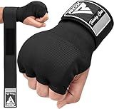 RDX Training Boxing Inner Gloves Hand Wraps MMA Fist Protector Bandages Mitts, Medium, Black