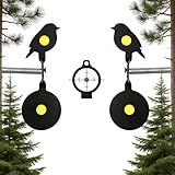 Aifiuroo 2-Pack Steel Bird Silhouette Spinning Targets - Auto Reset BB Gun Targets for Air Rifle Practice, Pellet Guns, Slingshot & Backyard Shooting