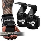 Gymreapers Weight Lifting Hooks (Pair), Heavy Duty Power Wrist Straps Hand Grip Support For Deadlifts, Pull Ups, Shrugs - Gym Gloves For Men and Women (Black)