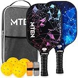 MTEN Pickleball Paddles, USAPA Approved Pickleball Paddles Set of 2, Fiberglass Surface Pickleball Set, 2Pickleball Rackets, 4 Pickleball Balls, 2Grip Tapes & Carry Bag for Men Women