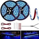 LED Boat Strip Lights, 32.8FT Blue Marine Pontoon Led Lights, Waterproof