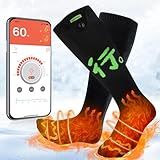 Heated Socks for Men Women, APP Control Electric Heated Socks Rechargeable Washable, Battery Heated Socks Foot Warmer Socks for Hiking Biking Camping Skiing Hunting Outdoor Work, Heating Thermal Socks