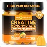 Inner Brightness Creatine Monohydrate Gummies for Men & Women 5000 mg, 3rd Party Tested, Creatine Chews for Muscle Growth, Strength & Energy Support, Sugar Free, Vegan, 120 Count