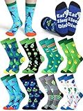 Cuffbow 8 Pairs Dink Sports Socks Novelty Dink Ball Gifts Funny Crew Socks Gifts for Paddleball Lovers Women Men(Blue Style)