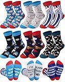 Haysandy 6 Pairs Novelty Sports Socks for Boys Kids Athletic Crew Sock for 8-12 Kids Gift(Baseball)