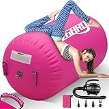 CZGBRO Air Roller Gymnastics Barrel Inflatable Tumbling Roller Air Mat Octagon Mat with Electric Pump for Backhandspring Training Cheerleading Home Use(Pink, 3.3ftx23.6inch)