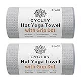 CYCLXY 2 Pack Hot Yoga Towel with Grip Dot,Stickyfiber Yoga Mat Towels Non Slip for Hot Yoga,Absorbent Microfiber Sweat Anti-Slip Cover,Bikram,Pilates,Exercise,Fitness