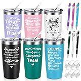 Lifecapido 6 Set Employee Appreciation Gifts, Team Gifts for Employees, Thank You Inspirational Christmas Gift for Staff Coworker Team, 20oz Insulated Tumbler with Ballpoint Pen and Keychain