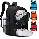 Hsmihair Soccer Bag-Soccer Backpack&Backpack for&Football Volleyball& Basketball,with Ball Compartment and Training Package