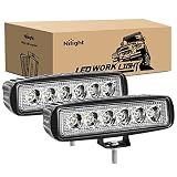 Nilight LED Light Bar 2PCS 18W 6Inch Flood LED Pods Offroad Fog Light Waterproof for Boat SUV ATV 4WD Car Truck Golf Cart 12V 24V,2 Years Warranty
