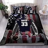WAZARO Custom Football Player Flag Bedding Set, Football Bed Set Twin Full Queen King, Football Fans Bedspread Soft Lightweight for Boys Teens Room Decor