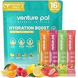 Venture Pal Sugar Free Electrolytes Powder Packets - Liquid Daily IV Hydration Packets | Instantly Hydrating & Party Recovery | 5 Vitamins & 7 Electrolytes | Certified Vegan, Keto, Non-GMO | 16 Sticks