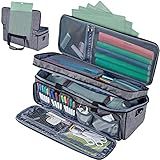 HOMEST Double Layer Carrying Case with Mat Pocket for Cricut Maker 4, Explore 4, Multi Front Pockets for Accessories and Supplies, Grey