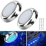RVZONE 3.5inch Round Underwater Boat Lights IP68 Waterproof Led Marine Lights 2400LM Surface Mount 316 Stainless Steel Marine Led Lighting for Boats Transom Pool Courtesy Deck Interior Lighting