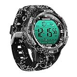 TEKMAGIC Digital Watch 100m Underwater Waterproof for Swimming Diving with Stopwatch, 12/24 Hour Format, Dual Time Zone, Alarm Functions