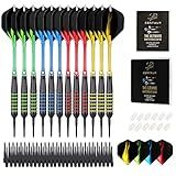 centaur 12 Pack Soft Tip Darts, Professional 18 Gram Plastic Tip Dart Sets with 4 Colors Premium Aluminum Shafts 100 Dart Tips 16 Dart Flights and Dart Case for Electronic Dart Board