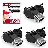 SPORTIC Whistle，3 Pack Durable Plastic Whistles with Lanyards – Loud Crisp Sound for Coaches, Referees, Training, Emergencies, and Outdoor Activities