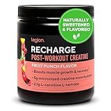 LEGION Recharge Post Workout Supplement - All Natural Muscle Builder & Recovery Drink with Micronized Creatine Monohydrate. Naturally Sweetened & Flavored, Safe & Healthy (Fruit Punch, 30 Serve)