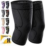 CAMBIVO 2 Pack Knee Braces for Knee Pain, Knee Compression Sleeve for Men and Women, Knee Support for Meniscus Tear, Running, Weightlifting, Workout, ACL, Arthritis, Joint Pain Relief (Black,Medium)