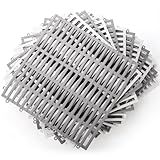 Noamus 12 Pcs 12"x12" Interlocking Shower Floor Tiles, Non-Slip Drainage Pool Mat with Hole, Rubber Modular Vented Splicing Cushion for Bathroom Deck Patio Balcony Kitchen Garage Shed Indoor, 2 Color