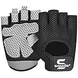 SAWANS Workout Gloves for Men and Women Weight Lifting Gloves Gym Fitness Exercise Cycling Pull ups Microfiber Lightweight Breathable Non-Slip Silicone Padded Palm Grip (Black, Large)