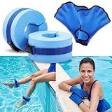 WinnerWhy Water Aerobics Set Swim Gloves Foam Cuffs,Blue