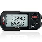 3DTriSport Walking Pedometer with Clip & Strap, Step Counter- Stealth Black
