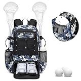KAVIGOR Lacrosse Bag for Youth, Lacrosse Backpack with Helmet Holder and Shoes Compartment, Waterproof Field Hockey Gears Bag for Boys & Girls