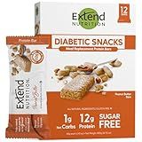 Extend Sugar Free Protein Bars, Perfect Diabetic Snacks, High Protein and Fiber, Hunger Control & Steady Energy, Low Carb, Keto Friendly (Peanut Butter)