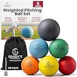 Grady's Pitching School Soft Shell Weighted Ball Set 32, 21, 14, 7, 5, and 3.5oz-Pitching/Throwing Velocity Training for Baseball and Softball