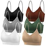 selizo Sports Bras for Women, 6 Pcs Pack: V Neck Cami Bralettes, M-L
