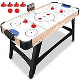 SereneLife 58in Powered Air Hockey Table Upgraded 700mA 12v 2X Powerful Motor, 4 Player 4 Pucks 2 Pushers, Full-Size Arcade Style, Inline Power Switch and Battery Free Digital LED Score Board
