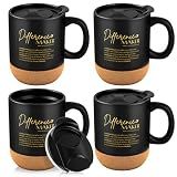 Noxglory 4 Pcs Employee Appreciation Gifts Inspirational Ceramic Coffee Cups with Lid Cork Bottom Thank You Coffee Mug Gifts for Team Coworker Staff Nurse Teacher