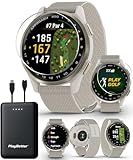 Garmin Approach S50 (Cream Gold/Ivory) Golf GPS Smartwatch Bundle - 1.2" AMOLED Display, On-Course Features, Wrist Heart Rate with PlayBetter Screen Protectors & 5000mAh Portable Charger